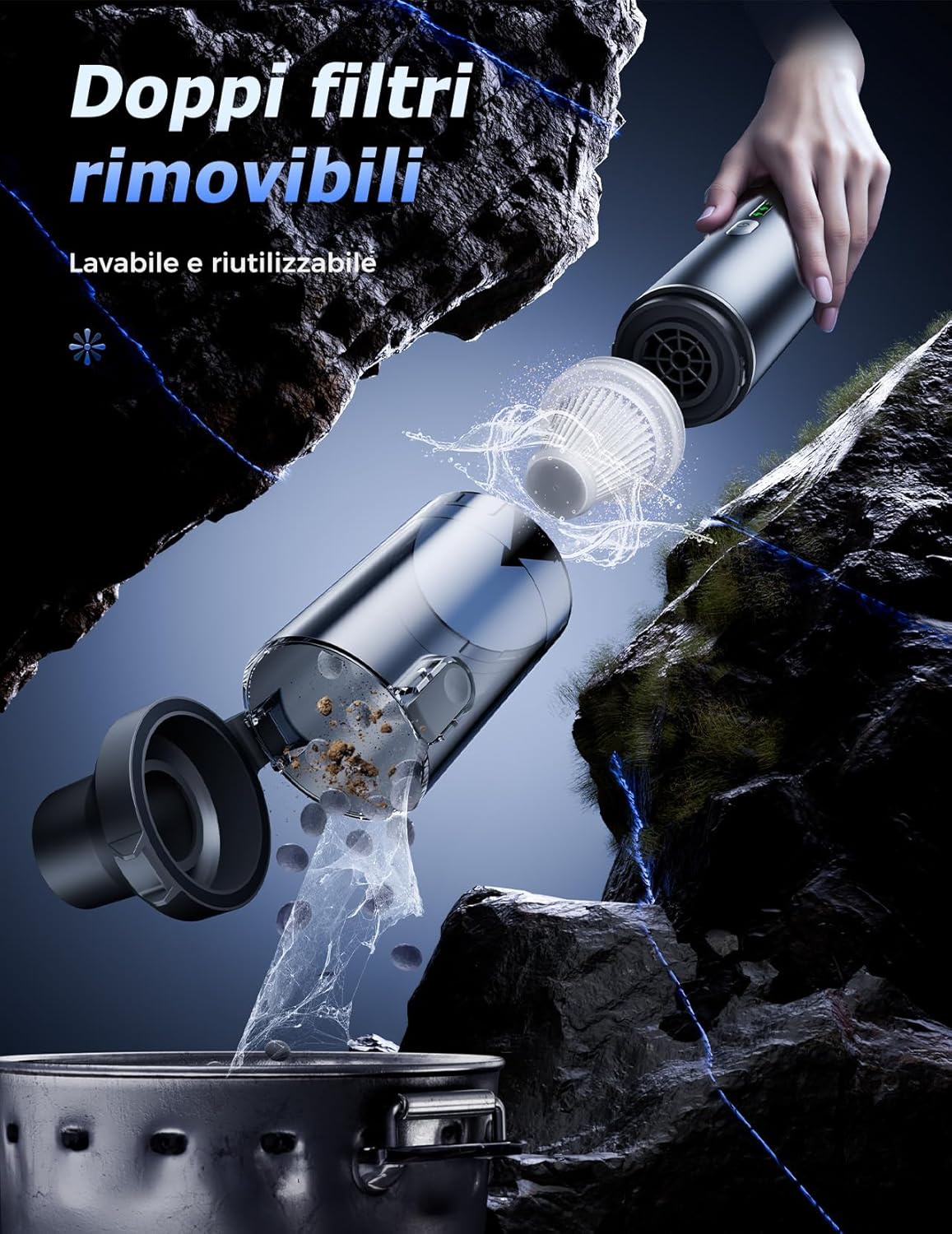 Aspirapolvere Auto, Aspirabriciole Senza fili 16000 PA con Motore Brushless ad Alte Prestazioni, Aspirapolvere Portatile da Tavolo con Accessori, Viene Utilizzato in Divani, Automobili, Computer