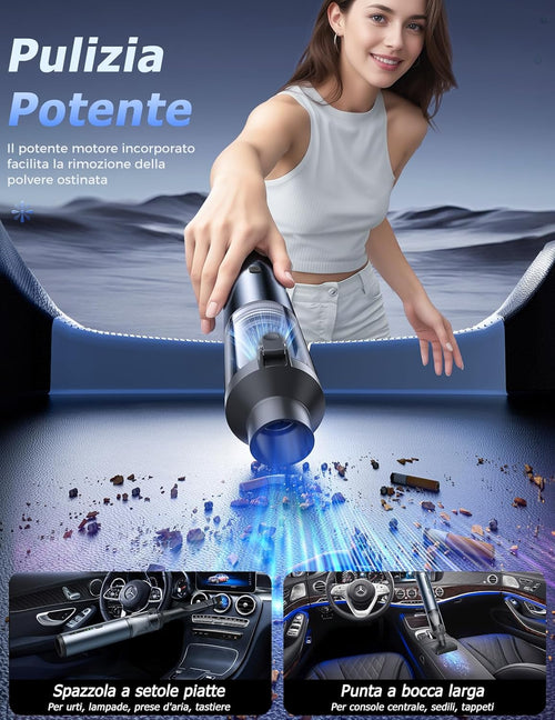 Aspirapolvere Auto, Aspirabriciole Senza fili 16000 PA con Motore Brushless ad Alte Prestazioni, Aspirapolvere Portatile da Tavolo con Accessori, Viene Utilizzato in Divani, Automobili, Computer